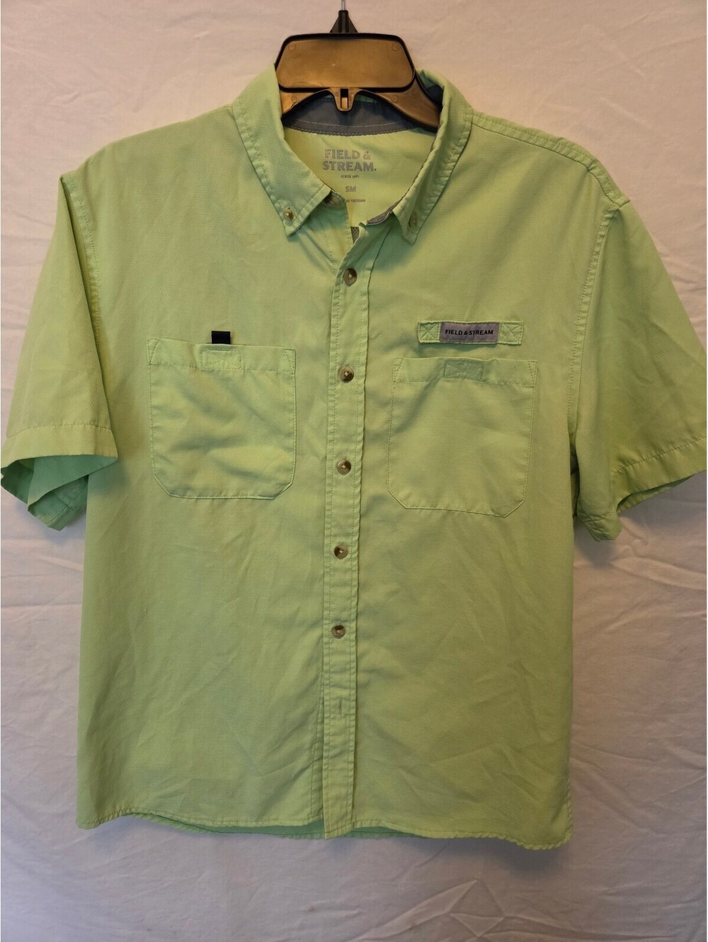 Field & Stream Men's Short Sleeve Button-Up Shirt Size Small Light Green 100%-P